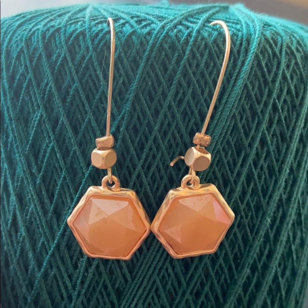 Gold and Peach Dangle Earrings
